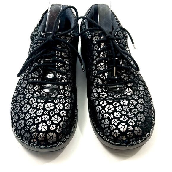 Alegria Essence Night Poppy Silver and Black Leather Sneakers - Picture 3 of 12